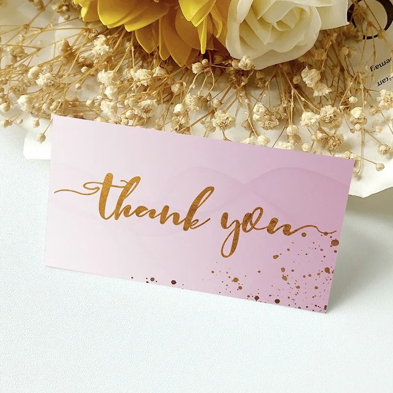 Gold Foil Thank You Cards 50 Pack Mini Textured Gratitude Notes For Weddings And Business 2
