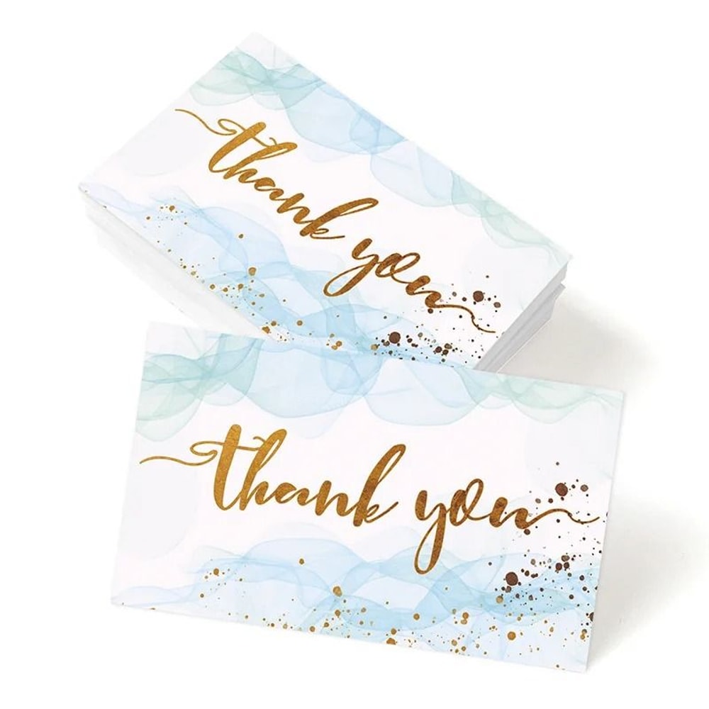 Gold Foil Thank You Cards 50 Pack Mini Textured Gratitude Notes For Weddings And Business 3