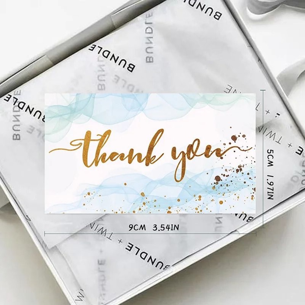 Gold Foil Thank You Cards 50 Pack Mini Textured Gratitude Notes For Weddings And Business 5