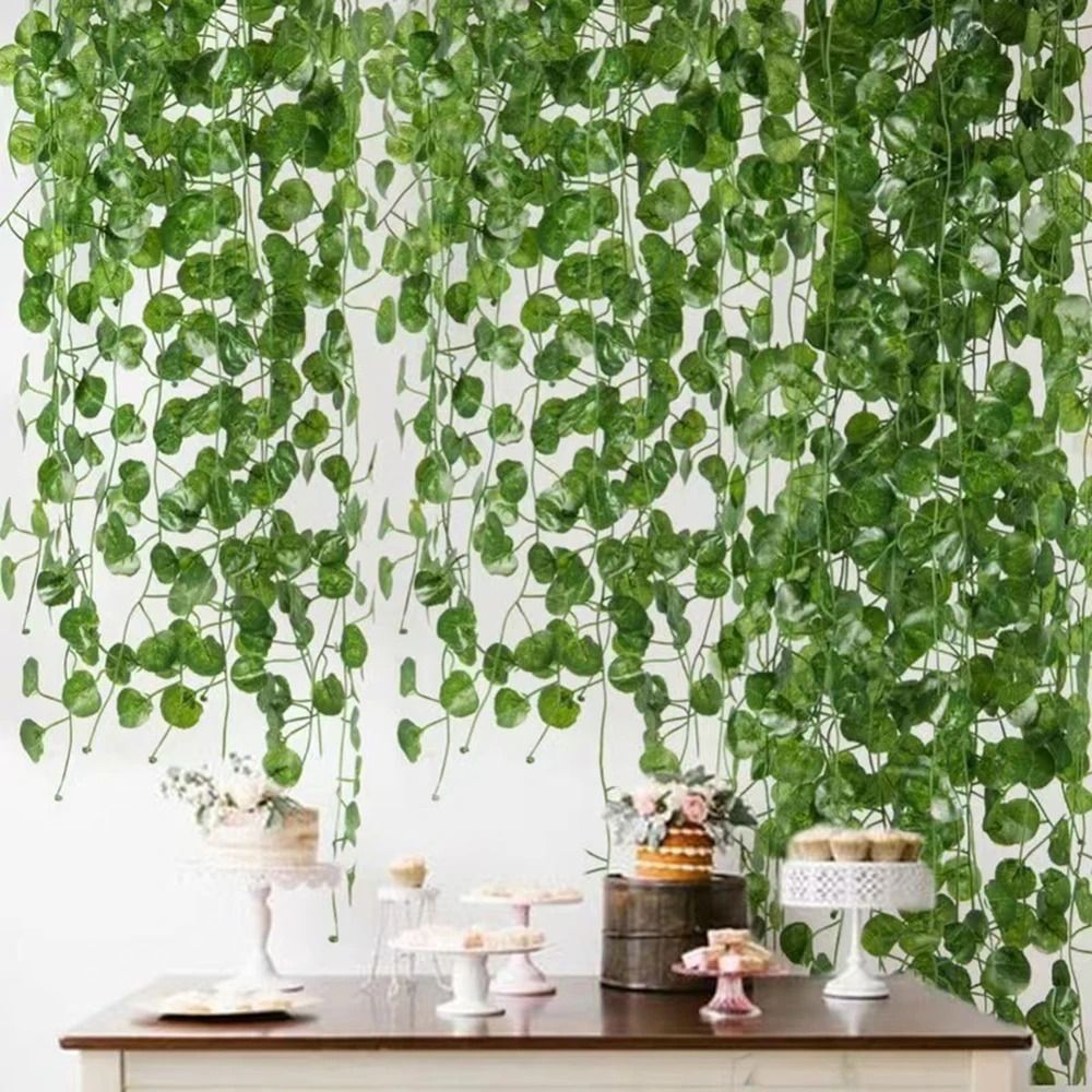 Artificial Green Leaf Vine Grape Leaves Hanging Garland For Ceiling And Home Decor 0