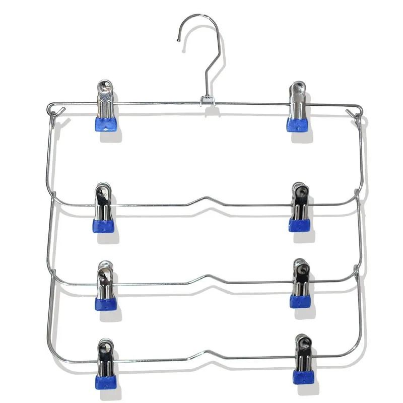 4 Tier Stainless Steel Pants Hanger Non Slip Skirt Rack With Adjustable Clips 9