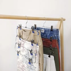 4 tier stainless steel pants hanger non slip skirt rack with adjustable clips