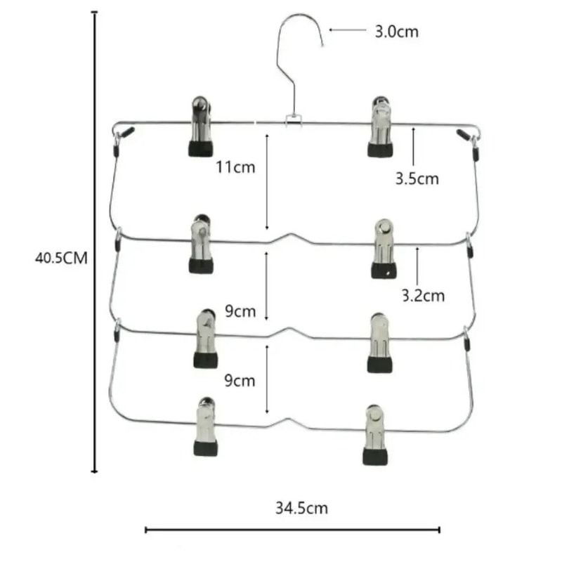 4 Tier Stainless Steel Pants Hanger Non Slip Skirt Rack With Adjustable Clips 5