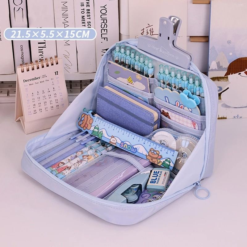 12 Layer Large Capacity Pencil Case Multifunctional Stationery Organizer Storage Bag 8