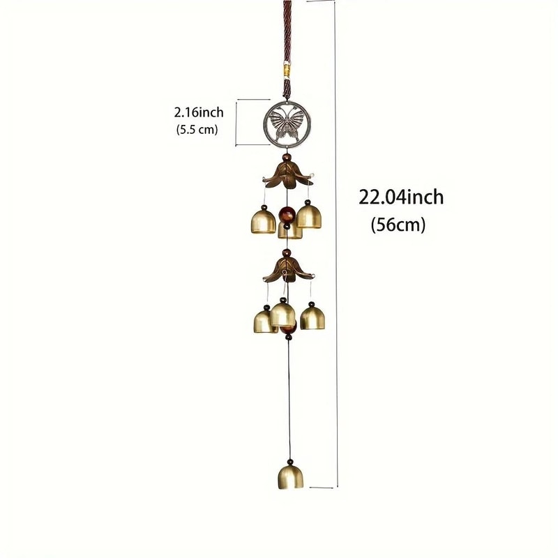 Double Metal Bell Wind Chime Brass Color Hanging Decor For Garden Patio And Home 1