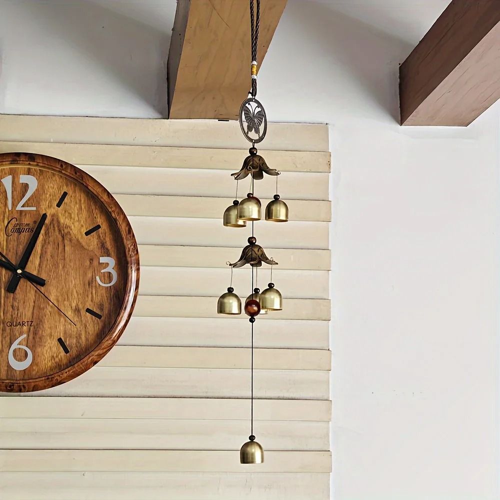 Double Metal Bell Wind Chime Brass Color Hanging Decor For Garden Patio And Home 3
