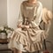 French Vintage Washed Cotton Apron Cross Back Ruffled Kitchen Baking And Gardening Apron 7