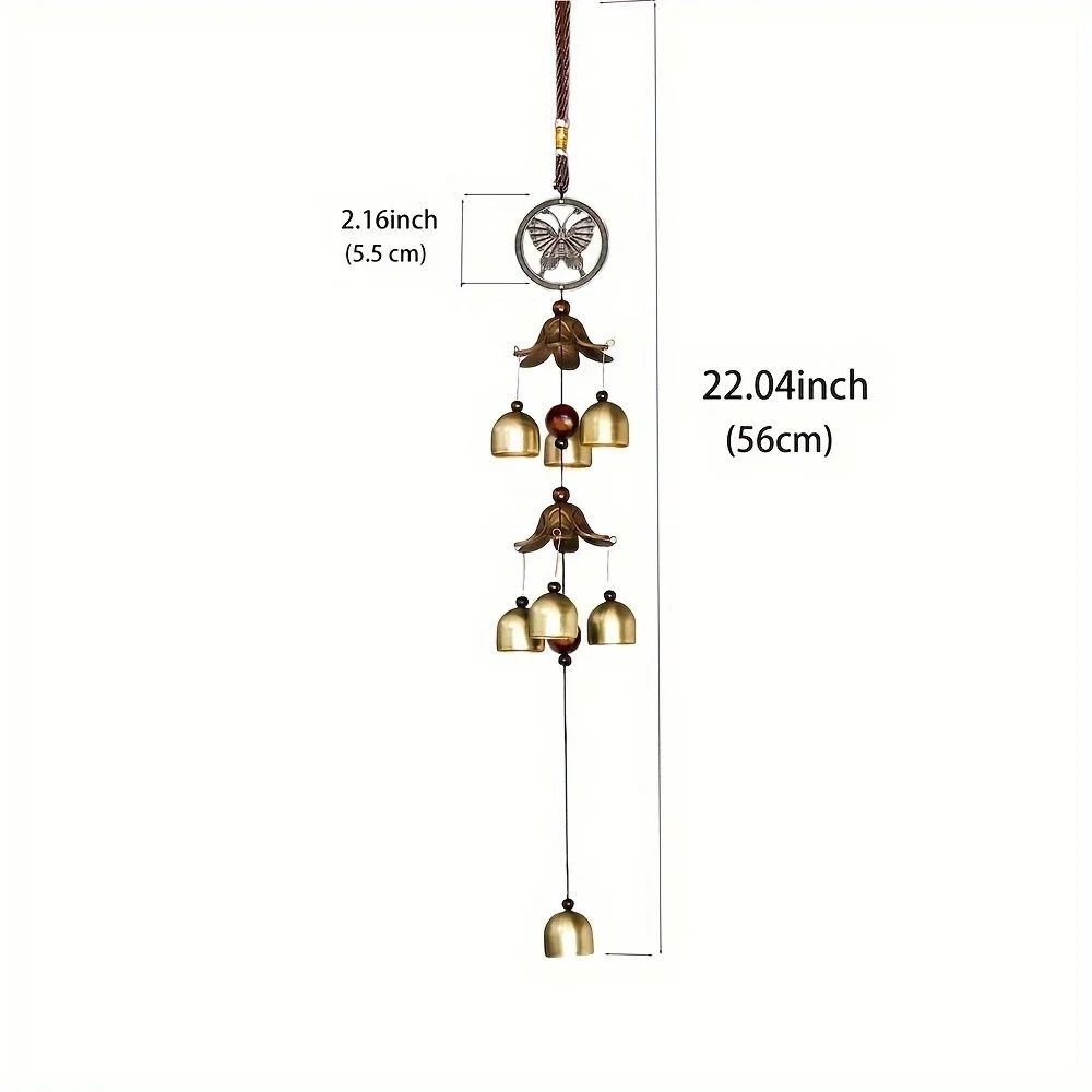 Random Style Double Metal Bell Wind Chime Brass Color Hanging Decor For Garden And Patio 1