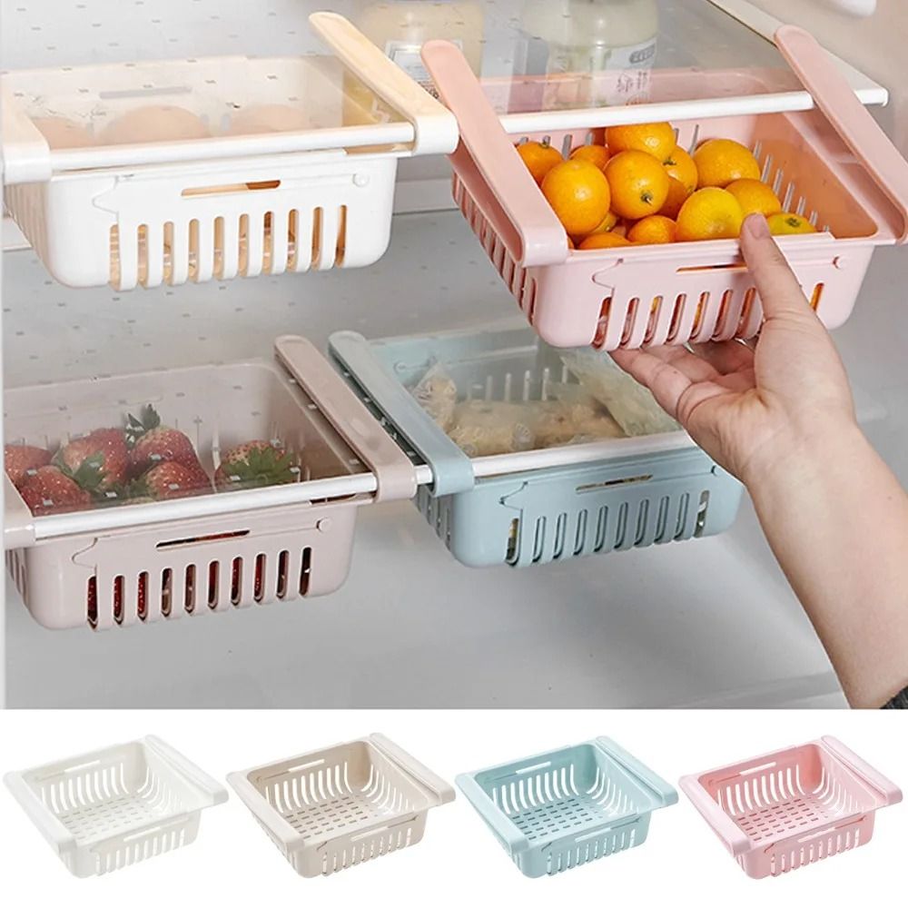 Hanging Refrigerator Drawer Organizer Pull Out Fridge Storage Basket For Eggs Fruit And Snacks 2