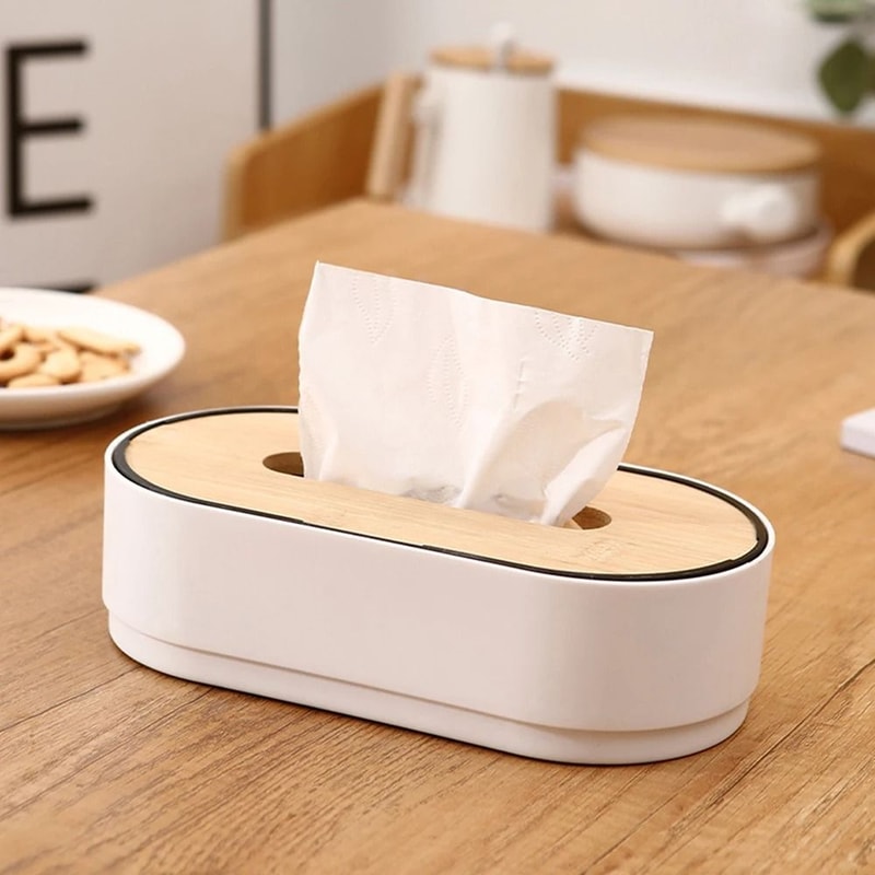 Bamboo Tissue Box Cover Wooden Tissue Organizer Case For Table And Home Decor 4