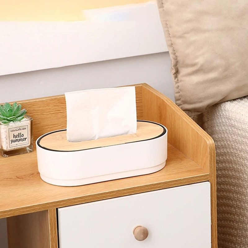 Bamboo Tissue Box Cover Wooden Tissue Organizer Case For Table And Home Decor 5