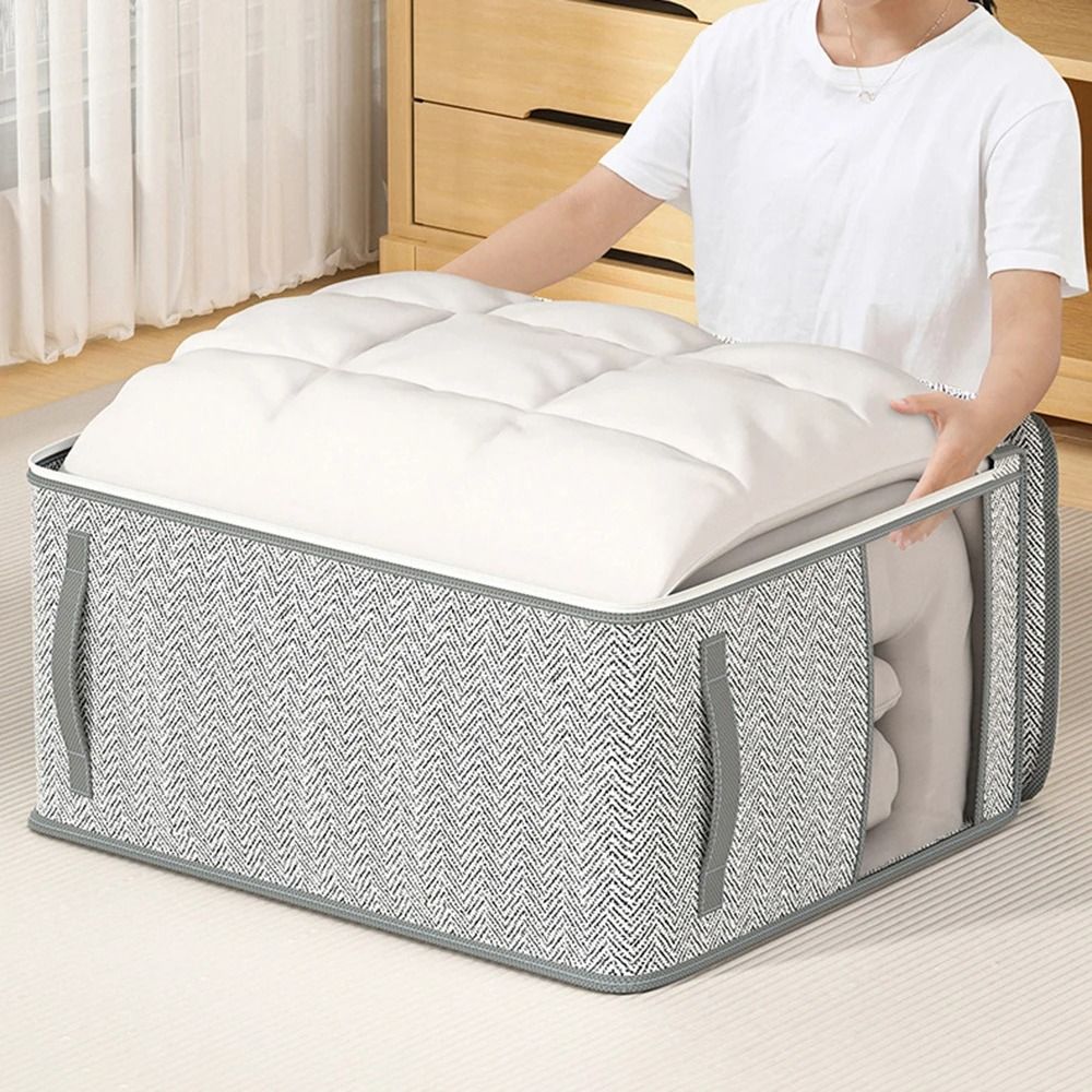 Gray Clothes Storage Organizer Bag Waterproof Quilt And Blanket Closet Sorting Bag With Window 3