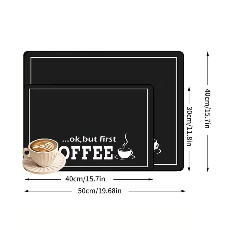 Coffee Machine Drying Mat Water Absorbent Counter Mat Modern Black Coffee Print 2
