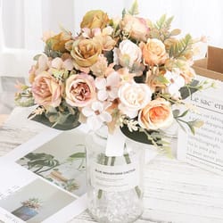 artificial peony and hydrangea bouquet silk flowers for wedding home and party decor