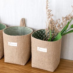 nordic hanging wall pocket storage bag cotton linen organizer for sundries cosmetics and toys