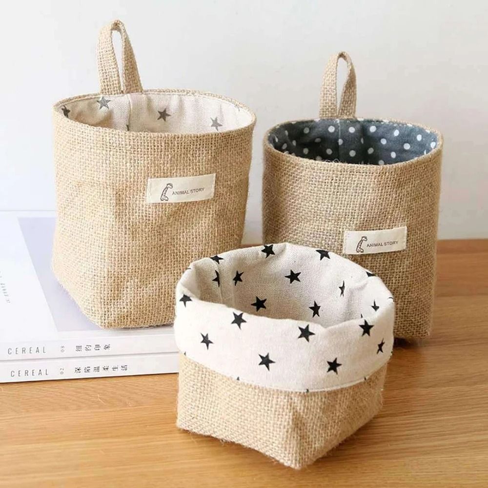 Nordic Hanging Wall Pocket Storage Bag Cotton Linen Organizer For Sundries Cosmetics And Toys 3