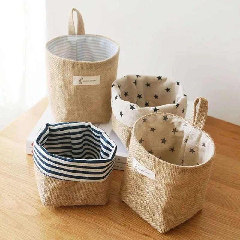 Nordic Hanging Wall Pocket Storage Bag Cotton Linen Organizer For Sundries Cosmetics And Toys 5
