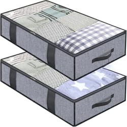 2 pack under bed storage bags large quilt and clothes organizer with lid and reinforced handles