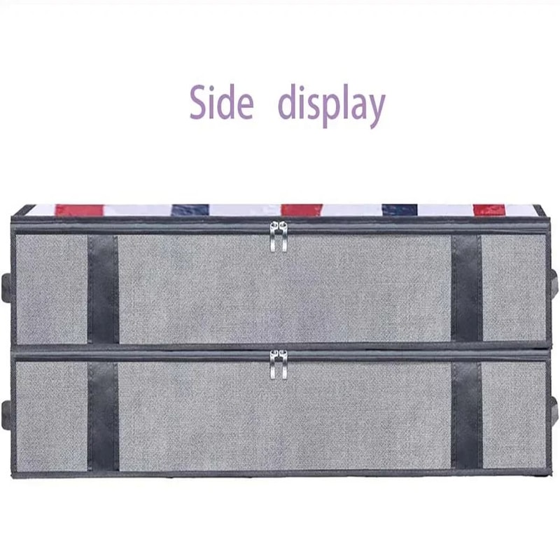 2 Pack Under Bed Storage Bags Large Quilt And Clothes Organizer With Lid And Reinforced Handles 5