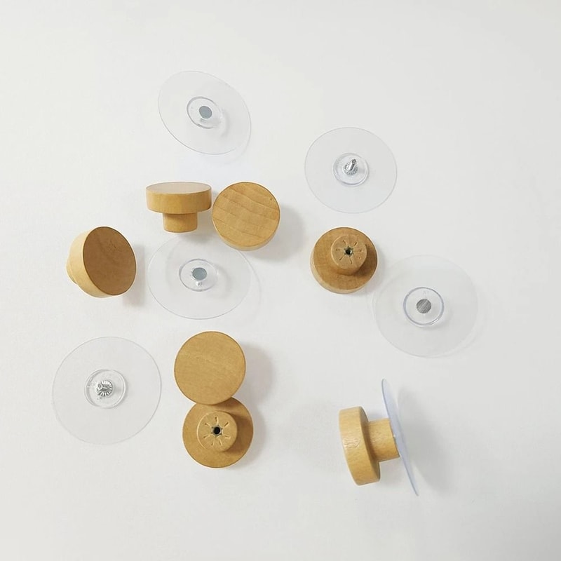 Wooden Sticky Hat Hooks Adhesive Wall Hanger Pegs For Door Closet And Bathroom 2