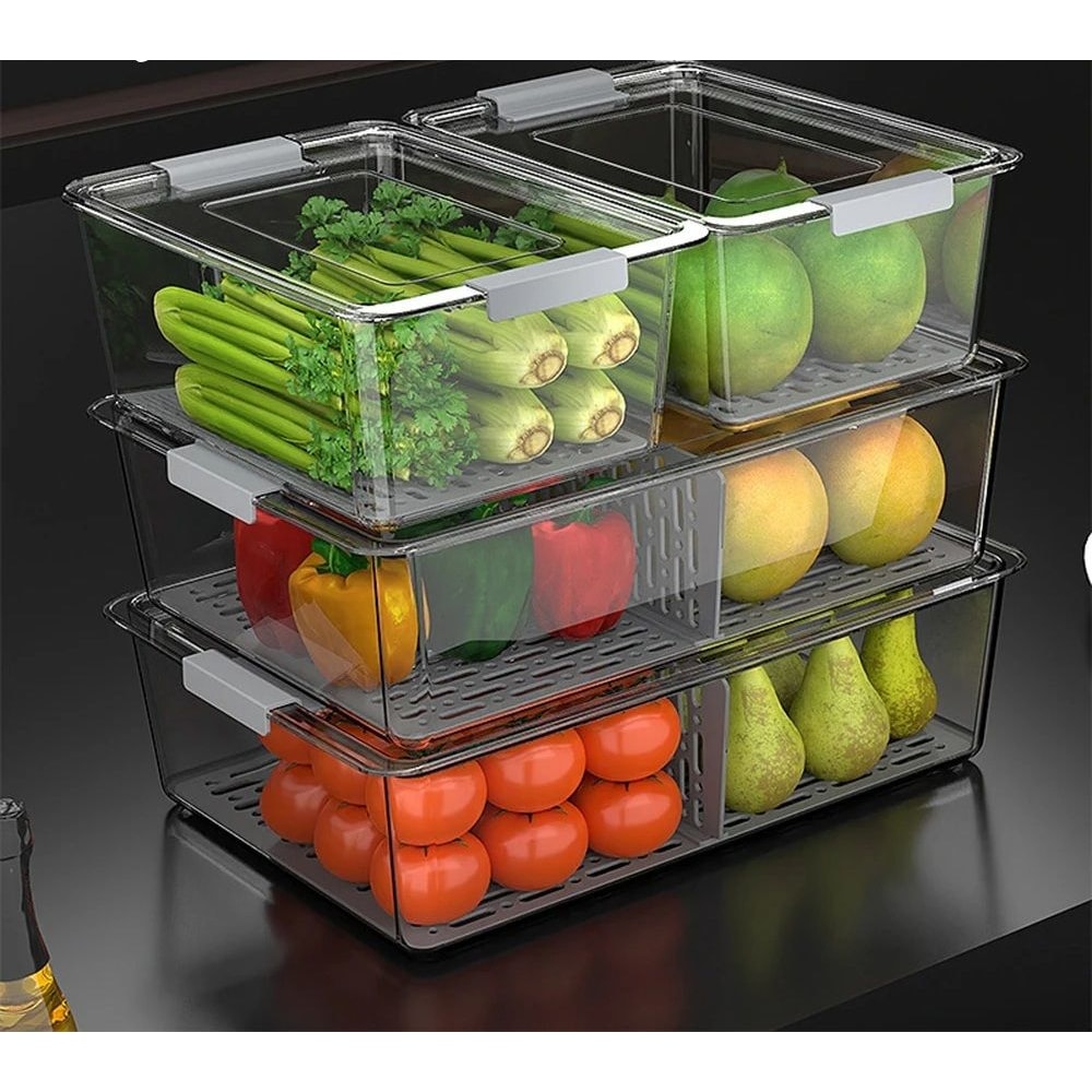 Stackable Fridge Organizer Bins With Lids Clear Food Storage Containers For Fruit Pantry And Freeze 2
