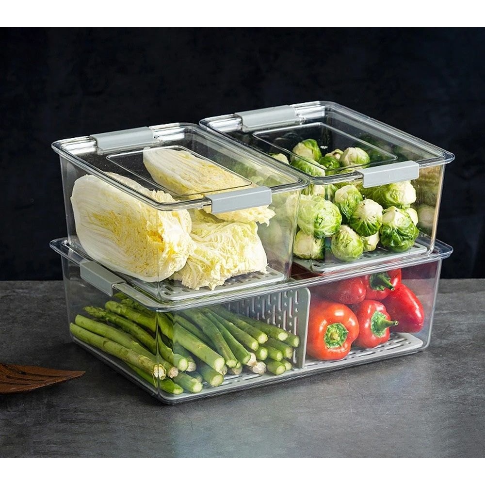 Stackable Fridge Organizer Bins With Lids Clear Food Storage Containers For Fruit Pantry And Freeze 3