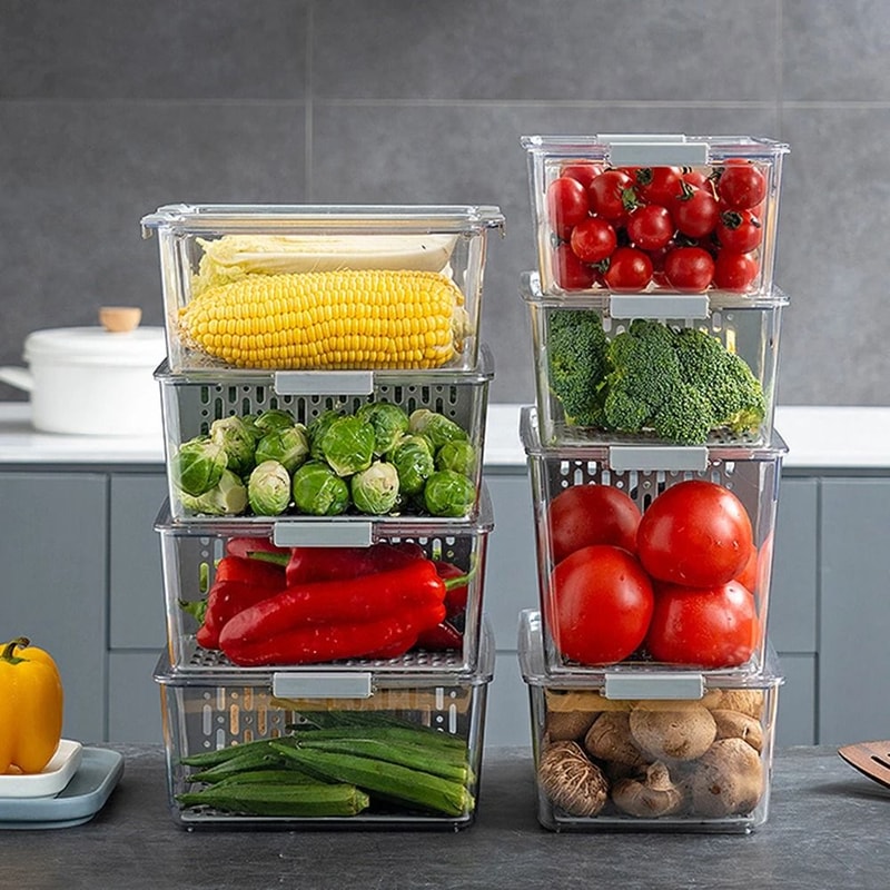 Stackable Fridge Organizer Bins With Lids Clear Food Storage Containers For Fruit Pantry And Freeze 4