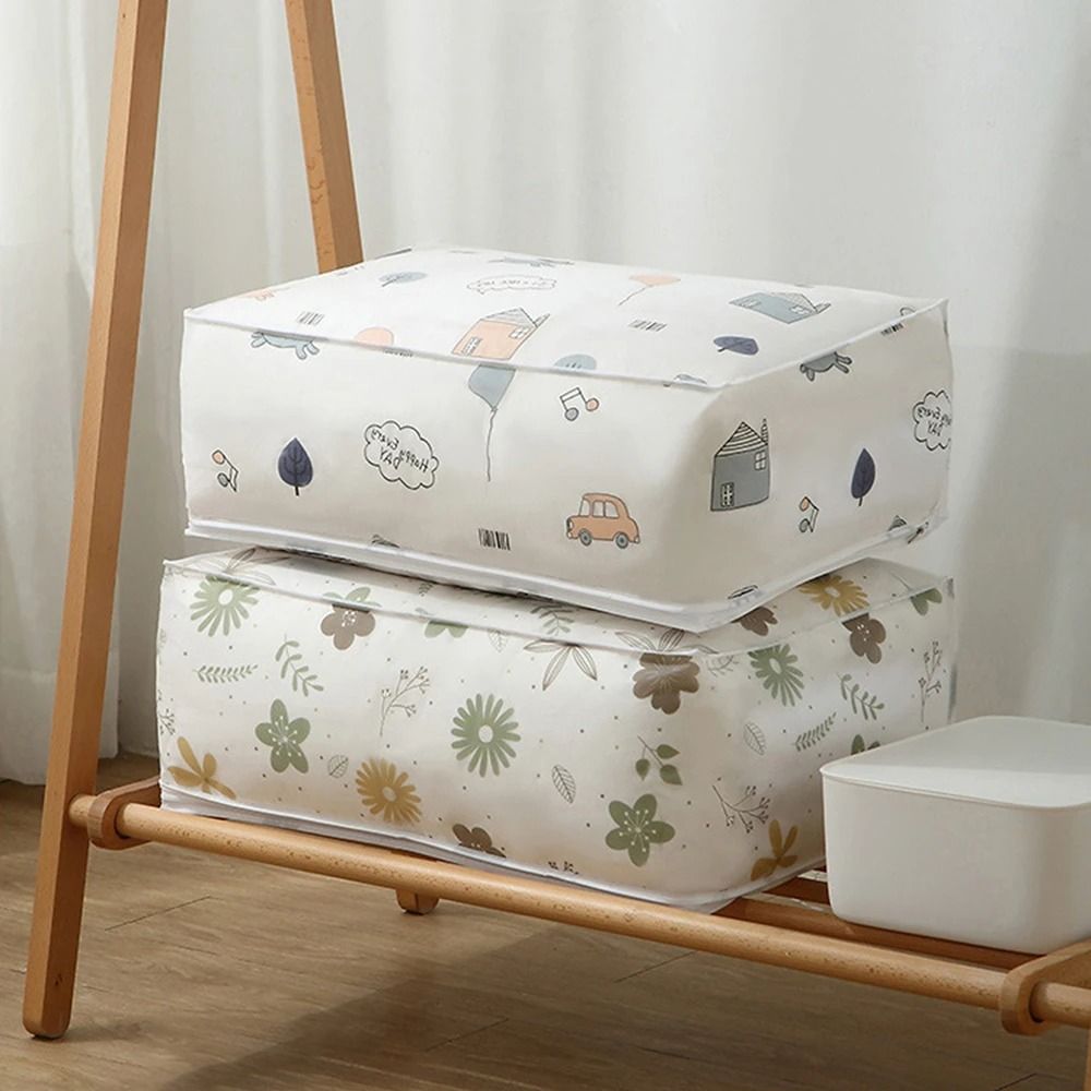 Large Waterproof Quilt Storage Bag PEVA Dustproof Blanket And Clothes Organizer With Zipper 5