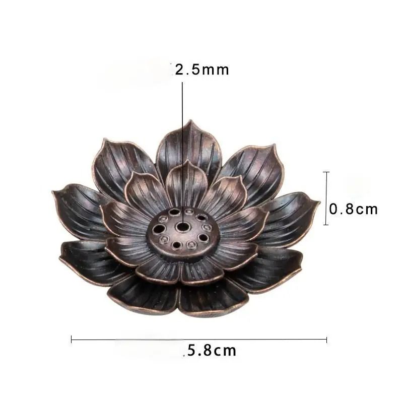 Bronze Lotus Incense Burner Plate Alloy Stick Holder For Meditation And Home Decor 5