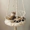 Boho Hanging Cat Hammock Handwoven Cotton Rope Cat Bed With Cushion For Cozy Winter Rest 0