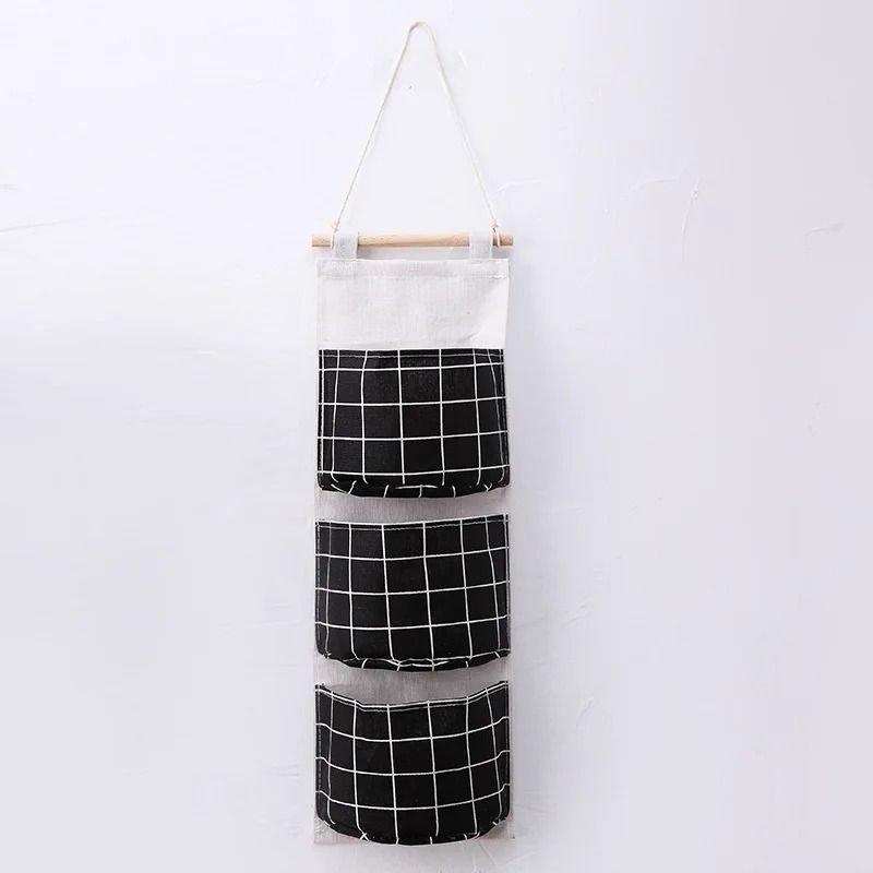 3 Pocket Hanging Wall Organizer Cotton Linen Storage Bag For Bedroom Kitchen And Living Room 8