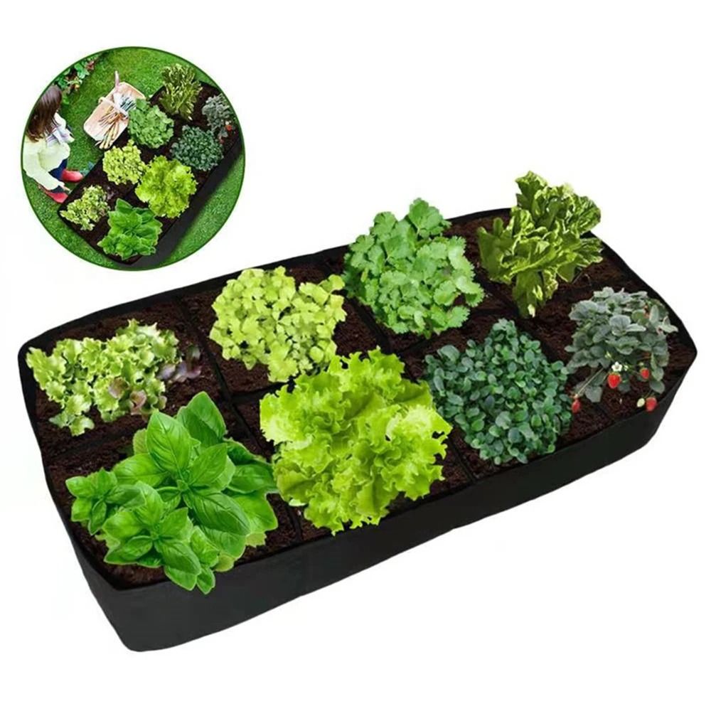 Felt Garden Planting Bag Multi Grid Grow Bag Rectangle Nursery Container For Vegetables And Herbs 1