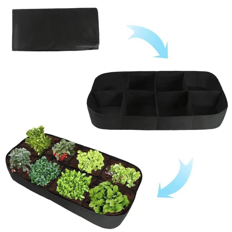 Felt Garden Planting Bag Multi Grid Grow Bag Rectangle Nursery Container For Vegetables And Herbs 2