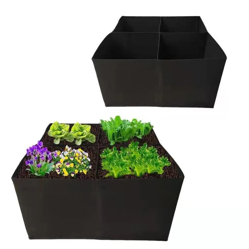 Felt Garden Planting Bag Multi Grid Grow Bag Rectangle Nursery Container For Vegetables And Herbs 3