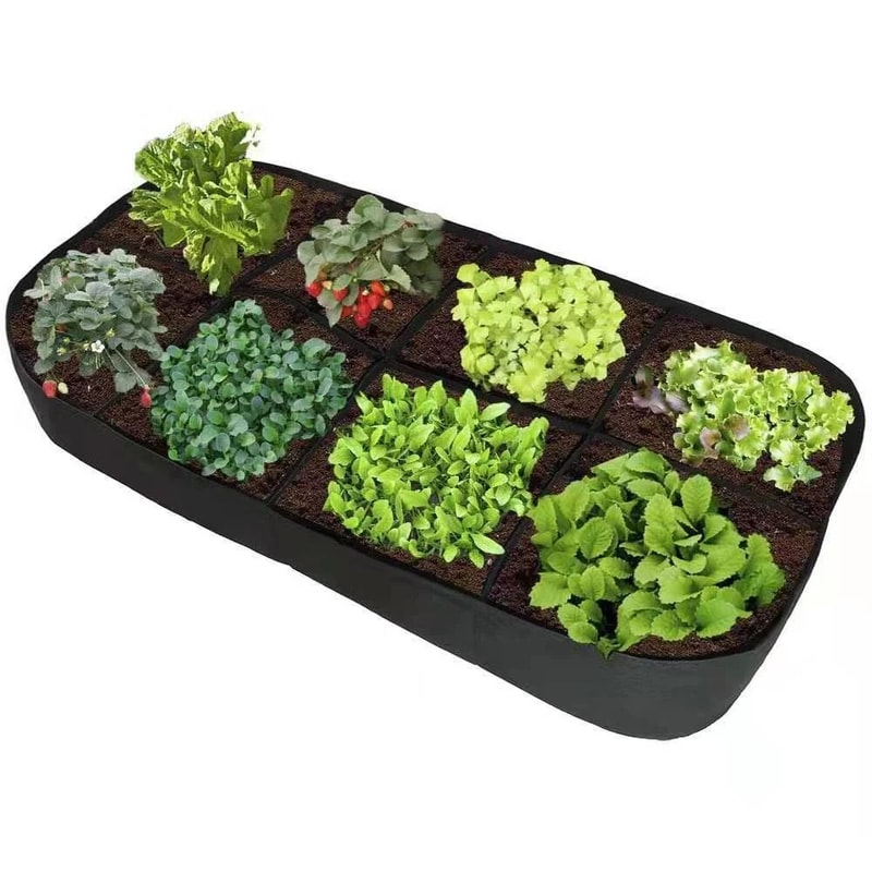 Felt Garden Planting Bag Multi Grid Grow Bag Rectangle Nursery Container For Vegetables And Herbs 4