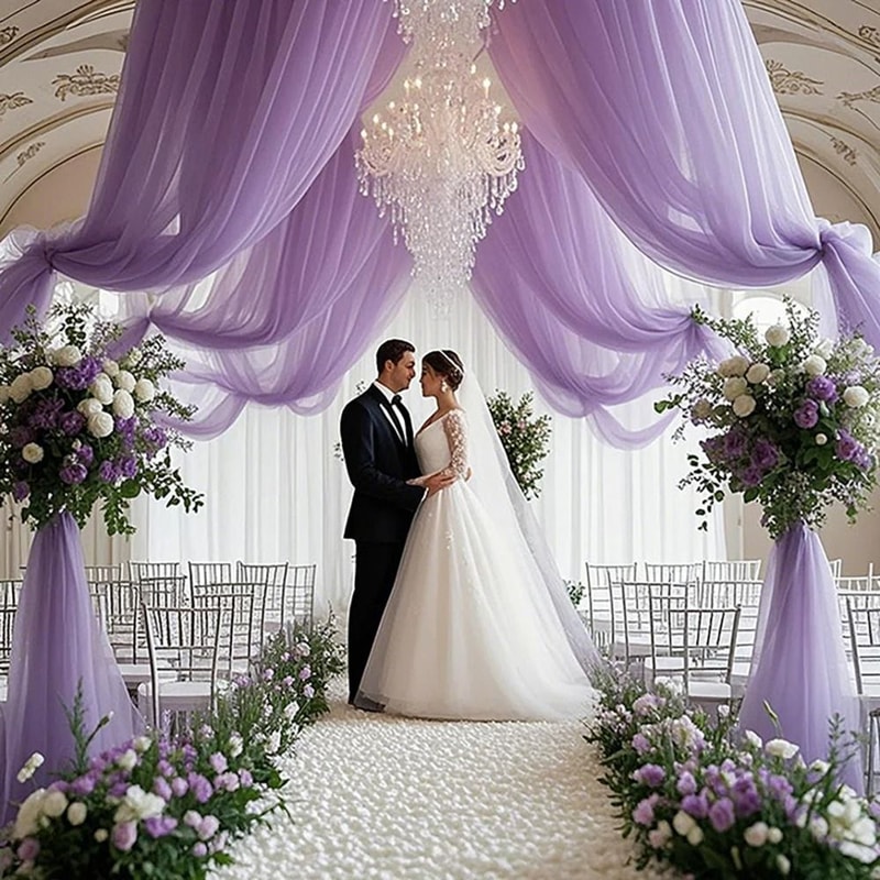 Wedding Arch Mesh Curtain Backdrop Draping Fabric For Outdoor Ceremony And Party Decor 2