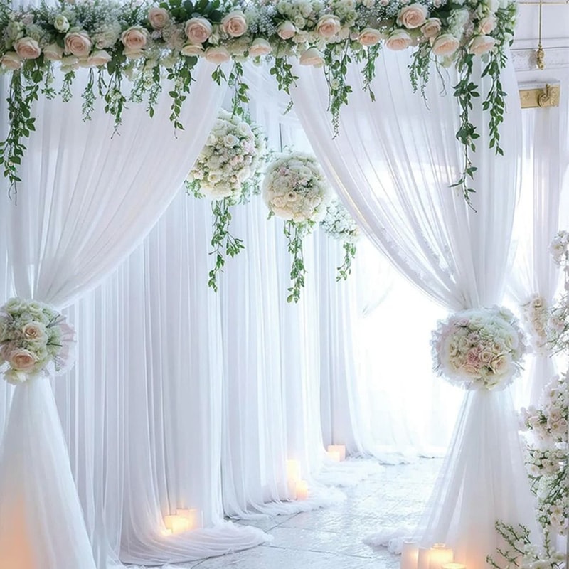 Wedding Arch Mesh Curtain Backdrop Draping Fabric For Outdoor Ceremony And Party Decor 3