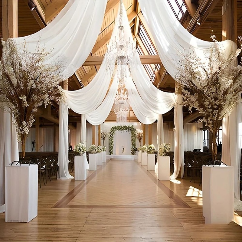 Wedding Arch Mesh Curtain Backdrop Draping Fabric For Outdoor Ceremony And Party Decor 4