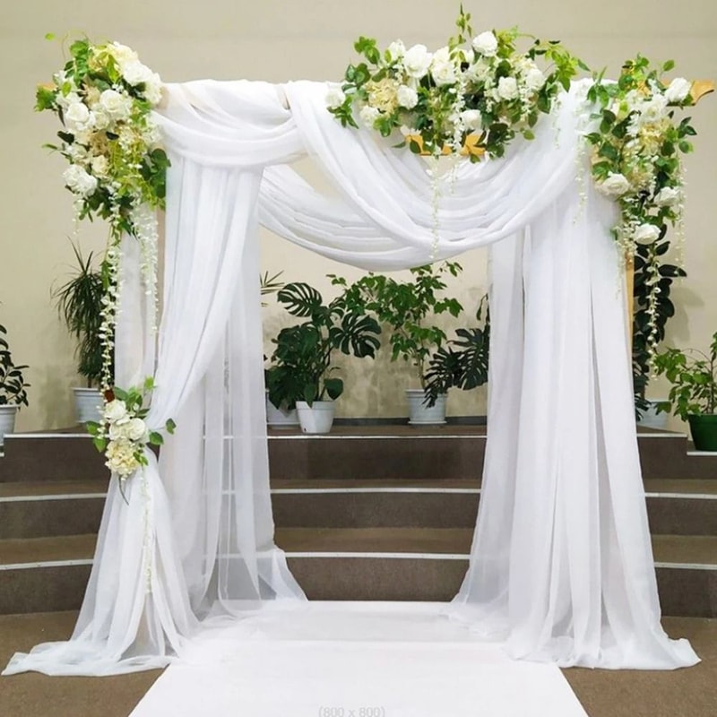 Wedding Arch Mesh Curtain Backdrop Draping Fabric For Outdoor Ceremony And Party Decor 6