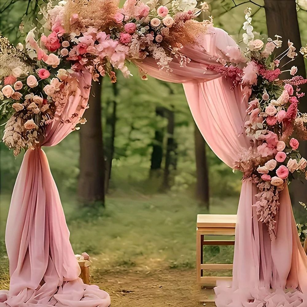 Wedding Arch Mesh Curtain Backdrop Draping Fabric For Outdoor Ceremony And Party Decor 8