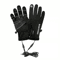hands protected with windproof heated gloves