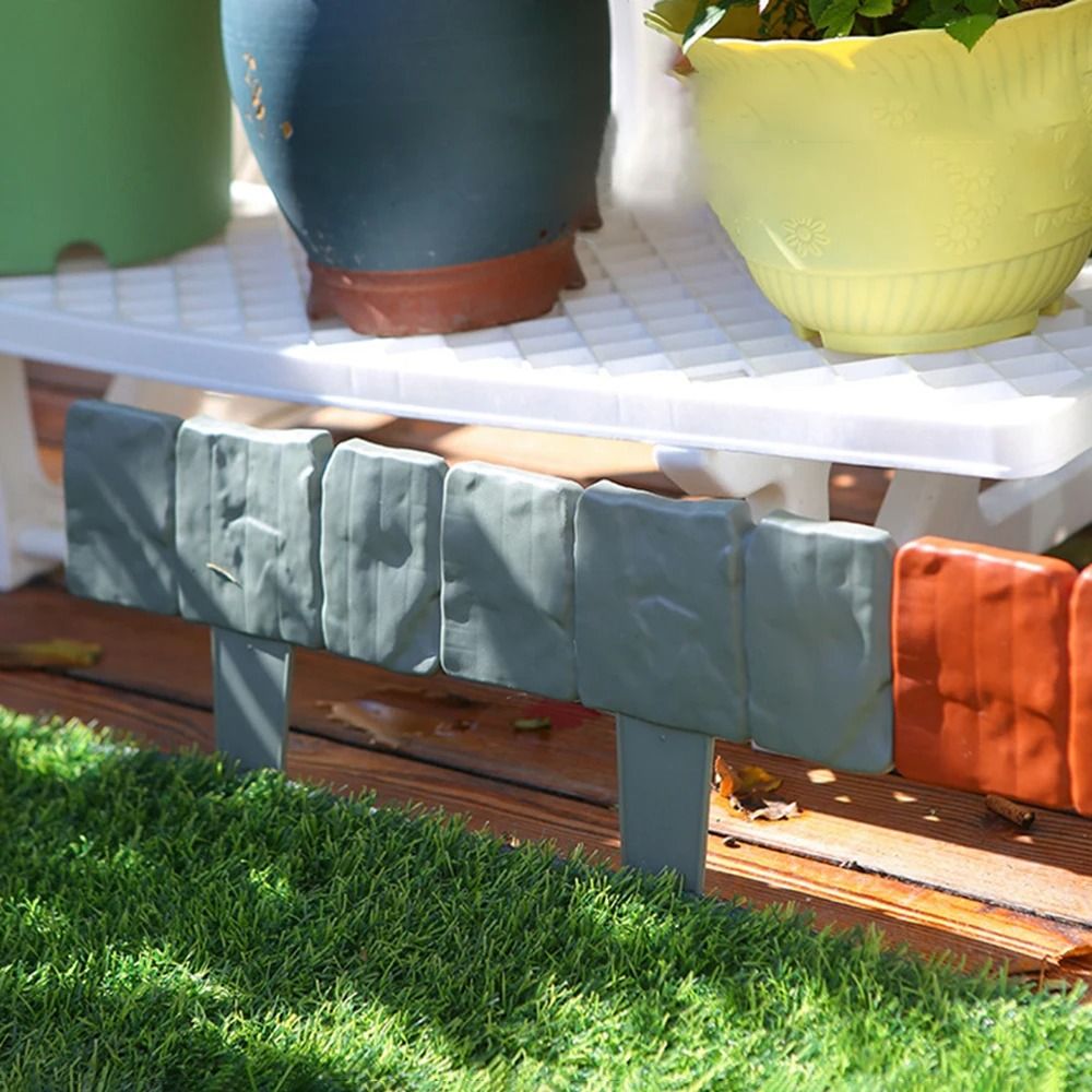 10 Pack Garden Fence Border Imitation Stone Edging Stakes Decorative Lawn And Yard Plant Support 1