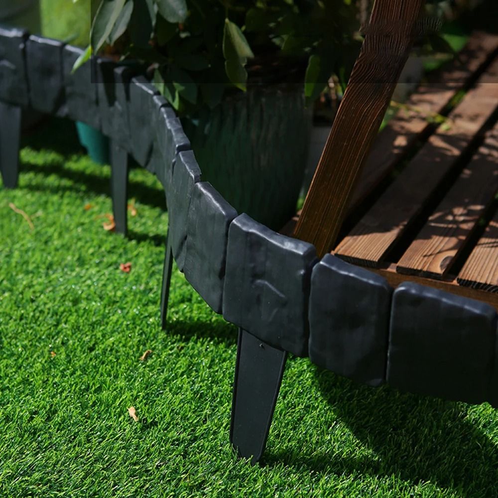 10 Pack Garden Fence Border Imitation Stone Edging Stakes Decorative Lawn And Yard Plant Support 3