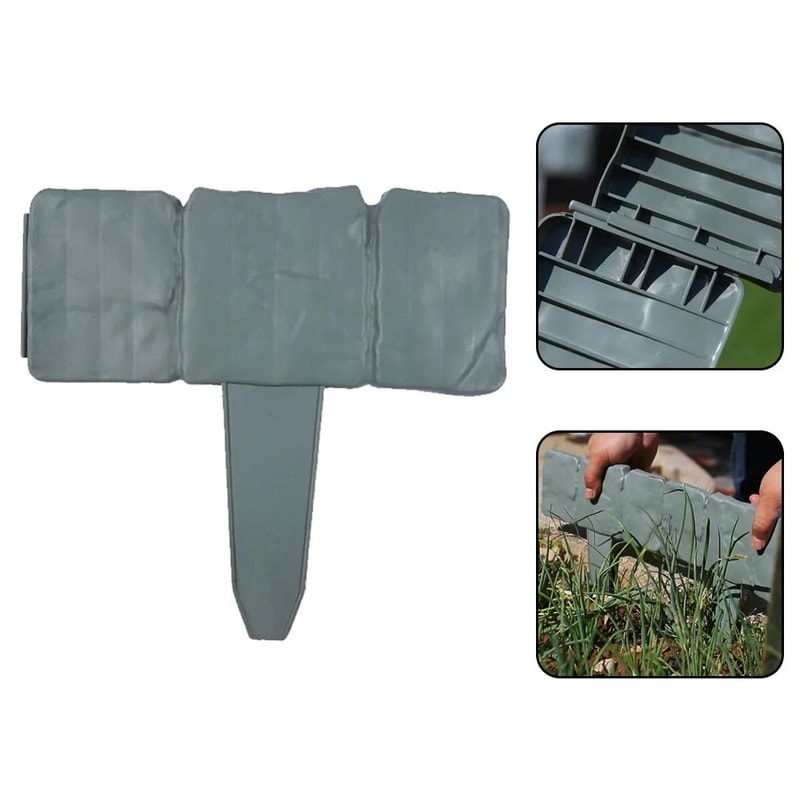 10 Pack Garden Fence Border Imitation Stone Edging Stakes Decorative Lawn And Yard Plant Support 5