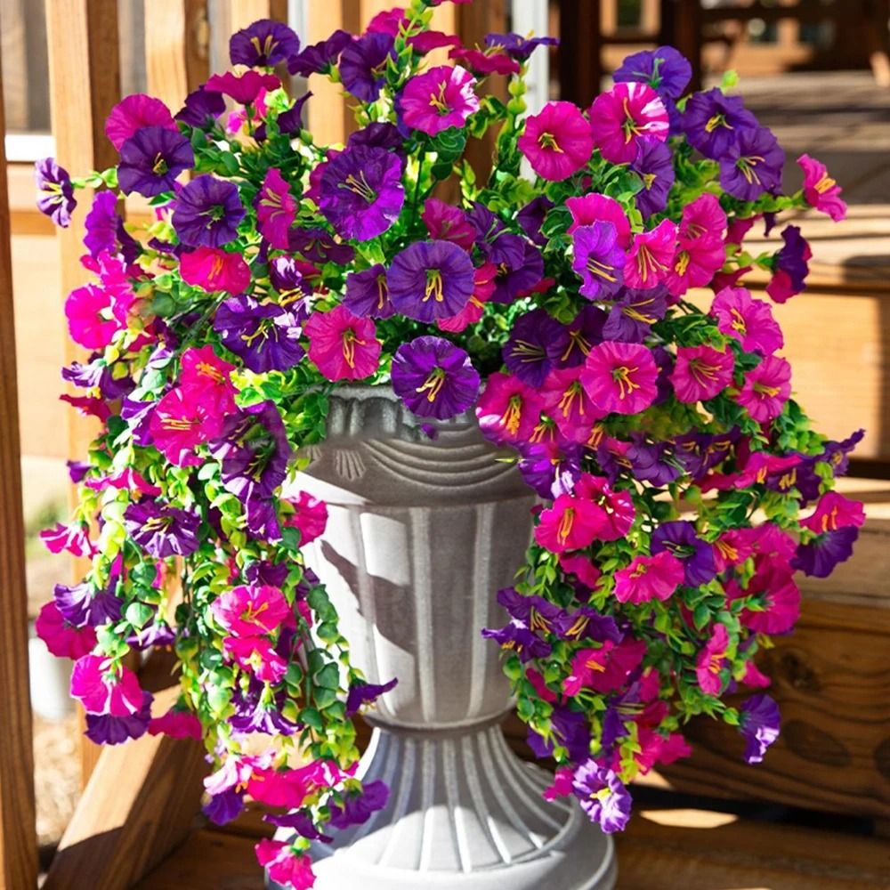 Artificial Eucalyptus Morning Glory Flower Vine Silk Hanging Flowers For Outdoor Courtyard And Wedd 2