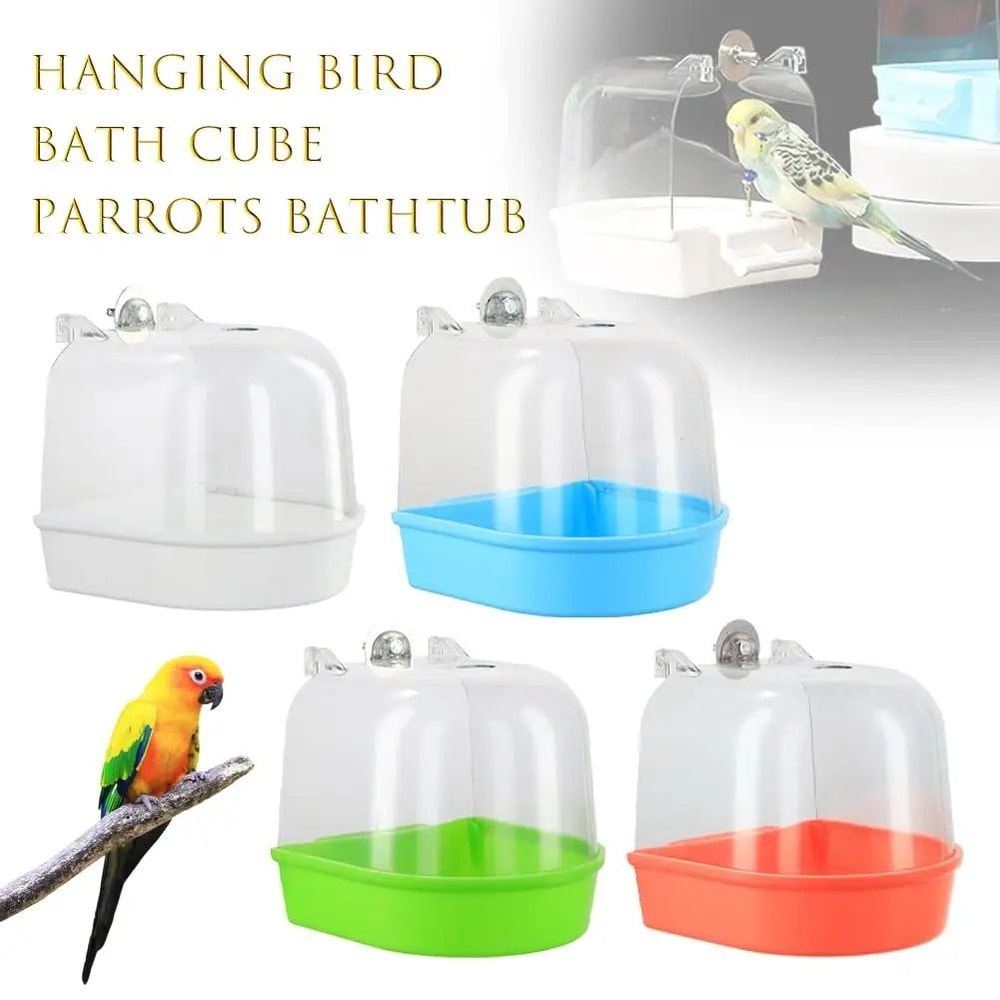 Hanging Bird Bath Bowl Plastic Bird Water Bathtub For Parrots Parakeets And Small Birds 3