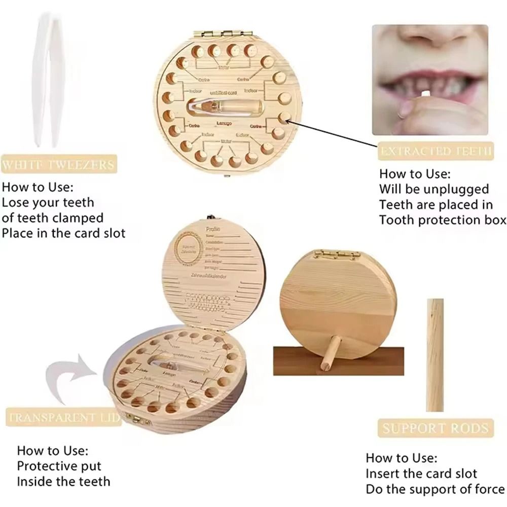 Childrens Milk Tooth Keepsake Box Baby First Teeth Storage Case Memory Collection Box 2