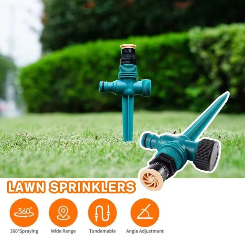 3 Pack 360 Degree Rotating Garden Sprinkler Adjustable Irrigation Watering System With Buried Plug 2