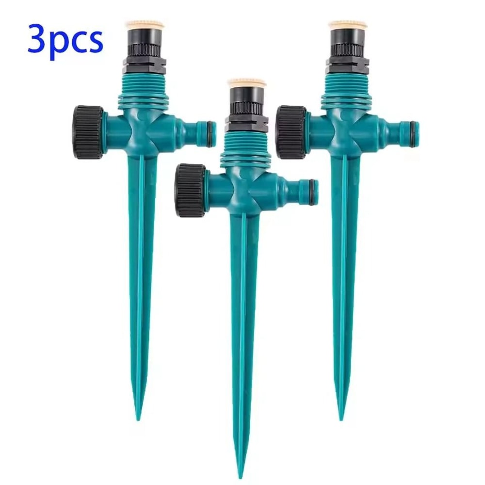 3 Pack 360 Degree Rotating Garden Sprinkler Adjustable Irrigation Watering System With Buried Plug 6