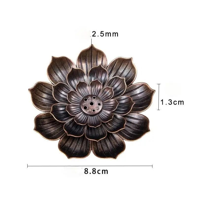 Vintage Lotus Incense Burner Plate Alloy Stick Holder Zen Censer For Home And Meditation 4